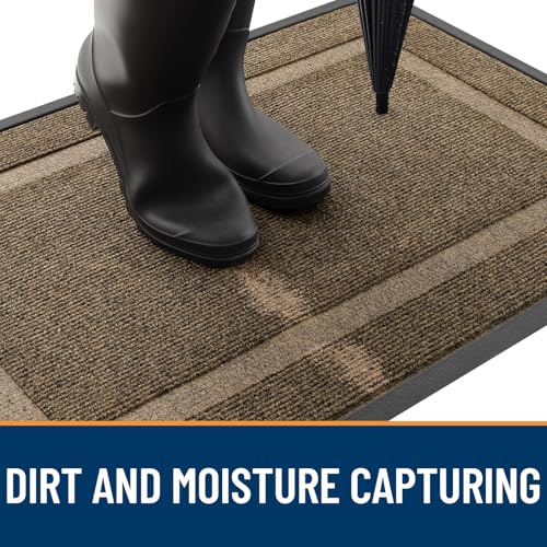 OLANLY Front Door Mat Indoor Outdoor Entrance, Waterproof, 36x24, Black P2970