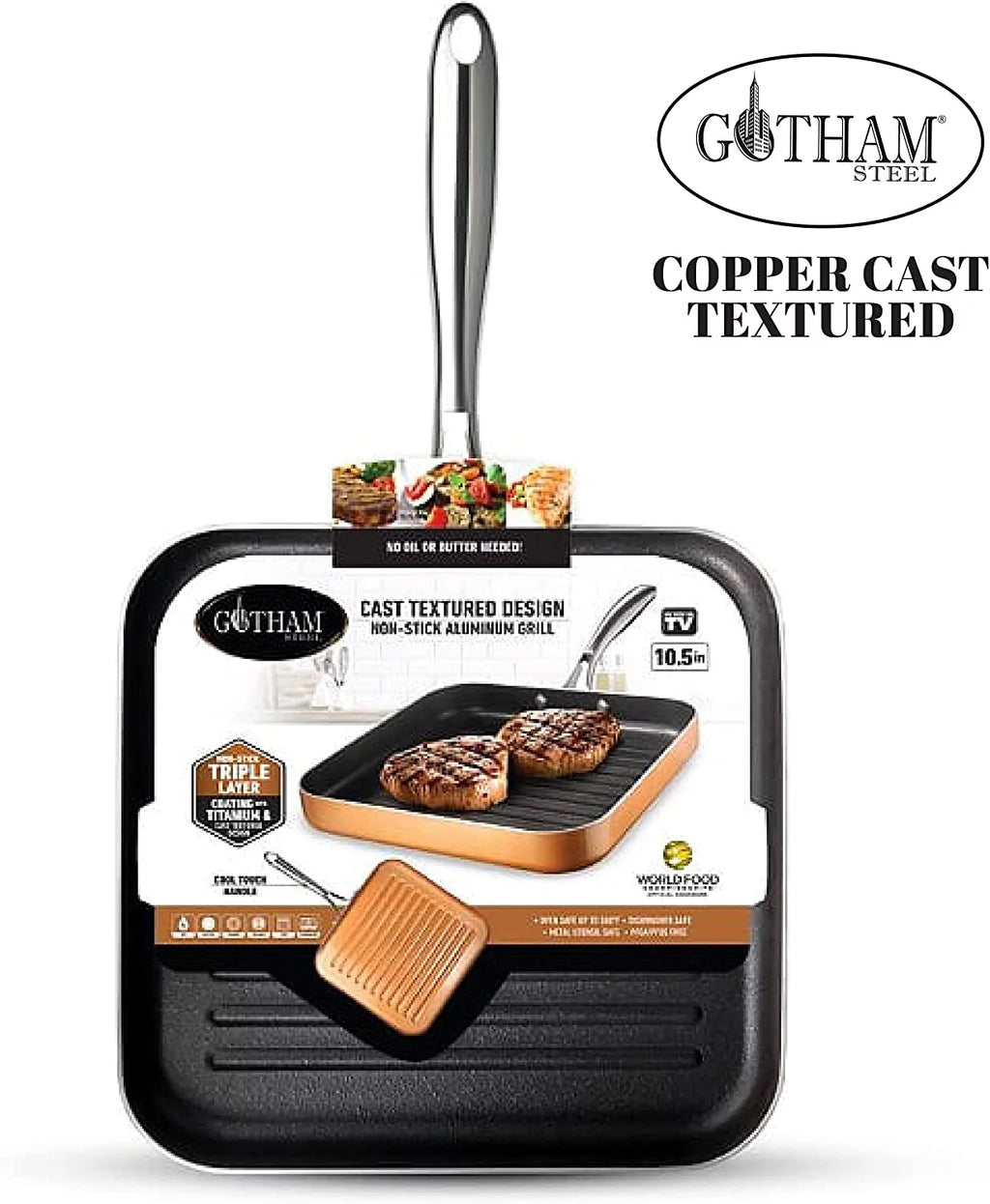 Gotham Steel Nonstick Grill Pan 10.5 Inch C831