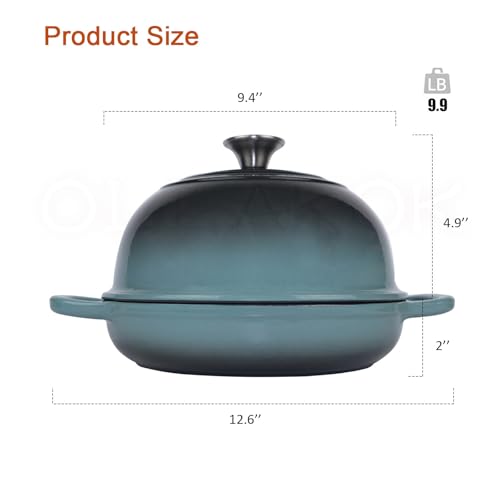 Enameled Cast Iron Dutch Oven with Lid for Bread Baking, 5 qt Cyan I339101