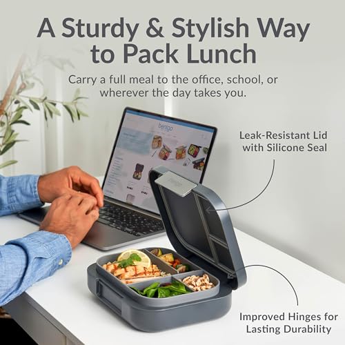 Bentgo Modern Adult & Teen Bento Lunch Box, Leak-Resistant, BPA-Free, Dark Gray G5523