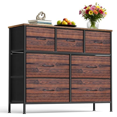 9 Drawer Dresser for Bedroom, Charcoal Black Fabric Storage Chest K84969