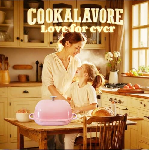 Cast Iron Dutch Oven 6 QT Bread Pan with Lid, Pink J511269