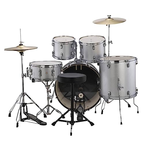 Ludwig Accent 5-Piece Complete Drum Set with Cymbals, Silver Sparkle Q19415