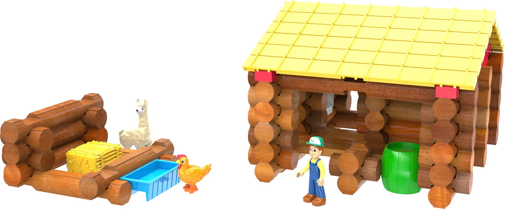 LINCOLN LOGS Fun on the Farm Real Wood Logs 102 Pieces Ages 3+ N3988