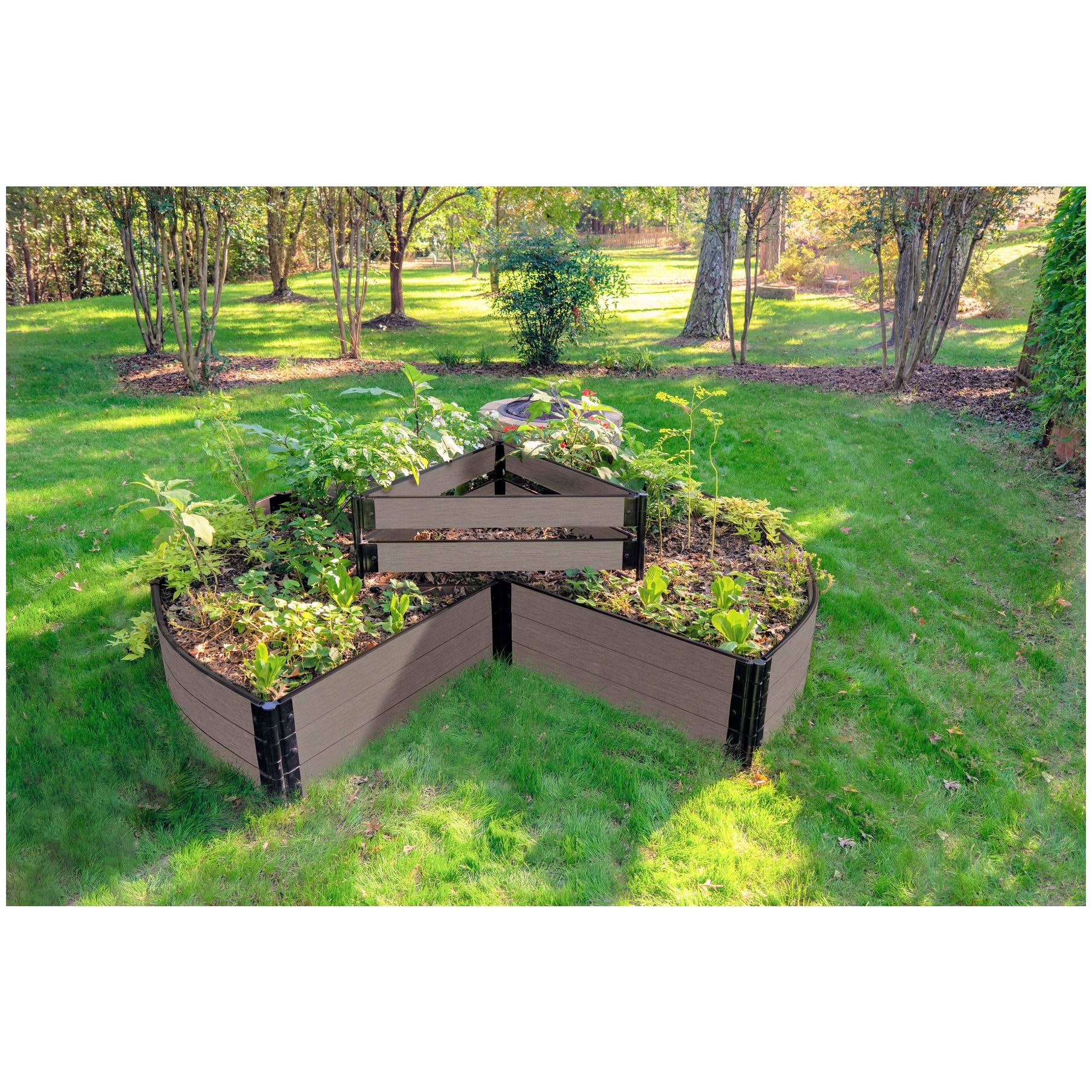 Frame It All Tool-Free Weathered Wood Circle Keyhole Garden J915049