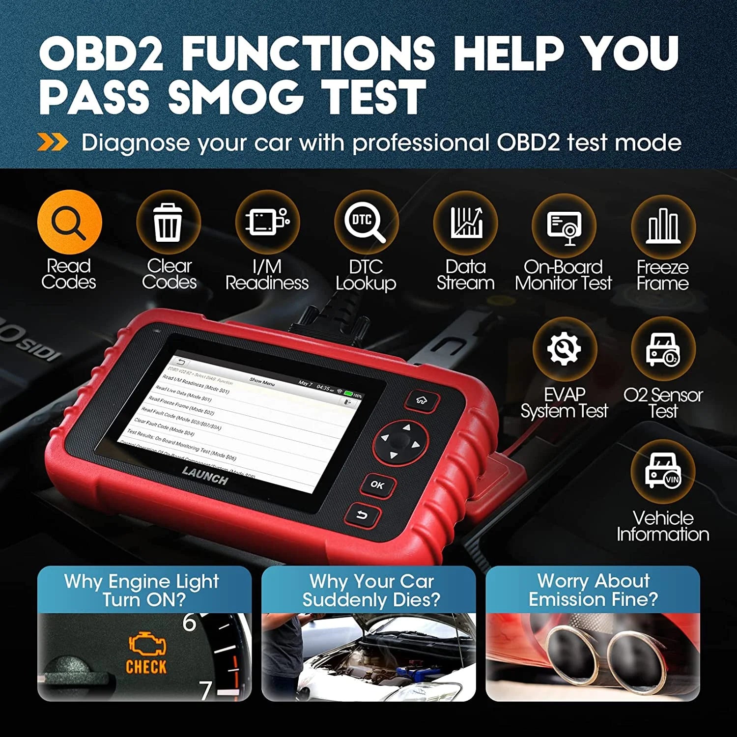 Launch CRP123X Elite OBD2 Scanner Car Diagnostic Code Reader ABS SRS Transmission SAS Y2417