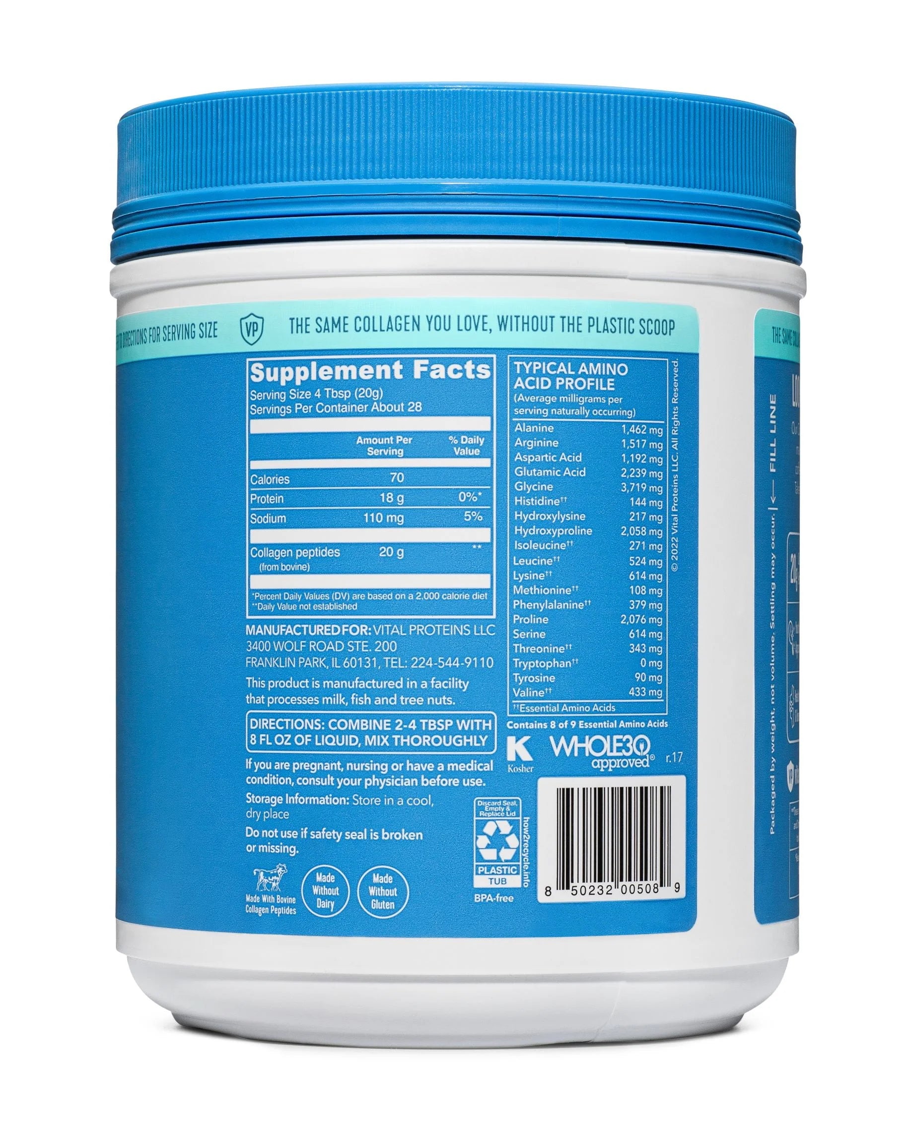 Vital Proteins Collagen Peptides Powder, Unflavored, 20 oz B63884