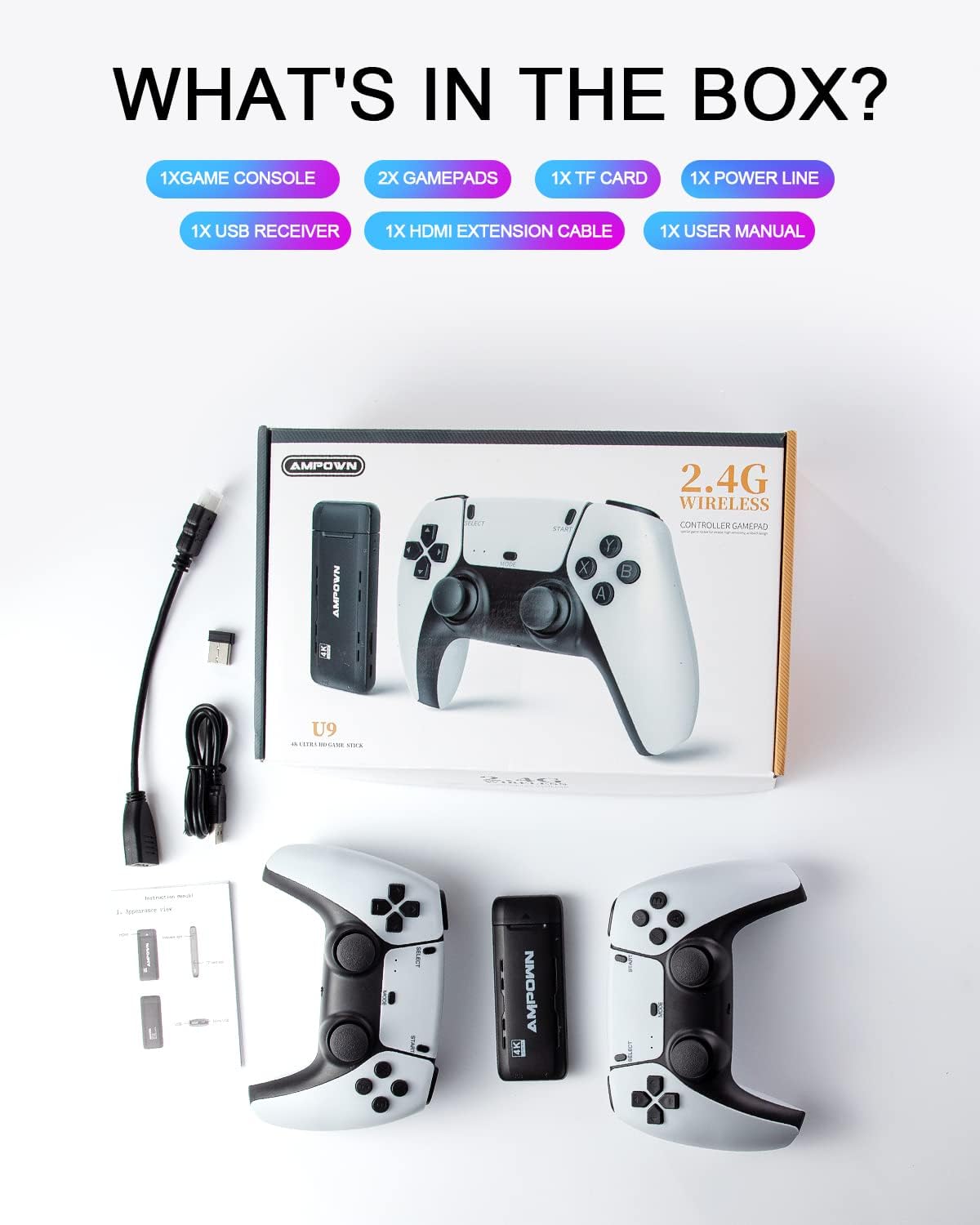 Retro Game Console with 4K HD and Wireless Controller J73053