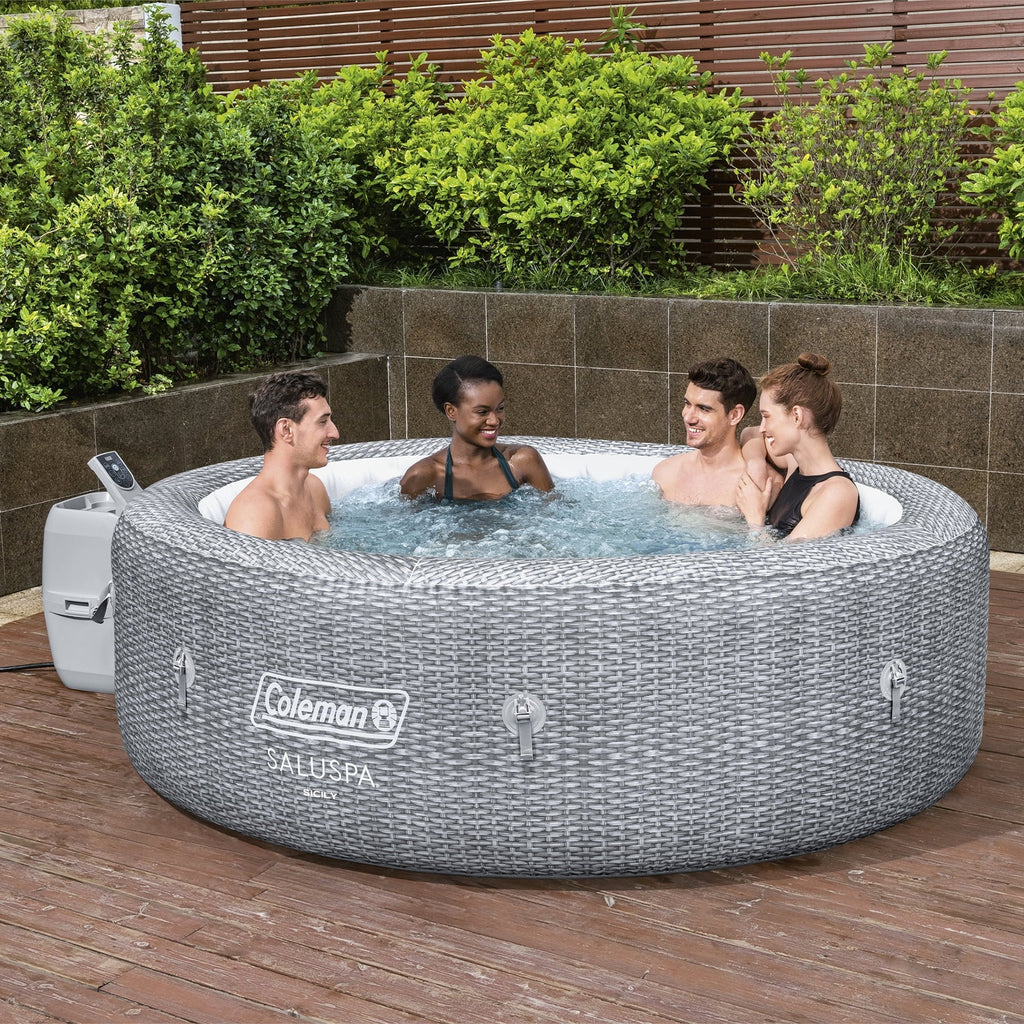 Coleman SaluSpa AirJet Inflatable Round Hot Tub, 60 Jets, Black D46266
