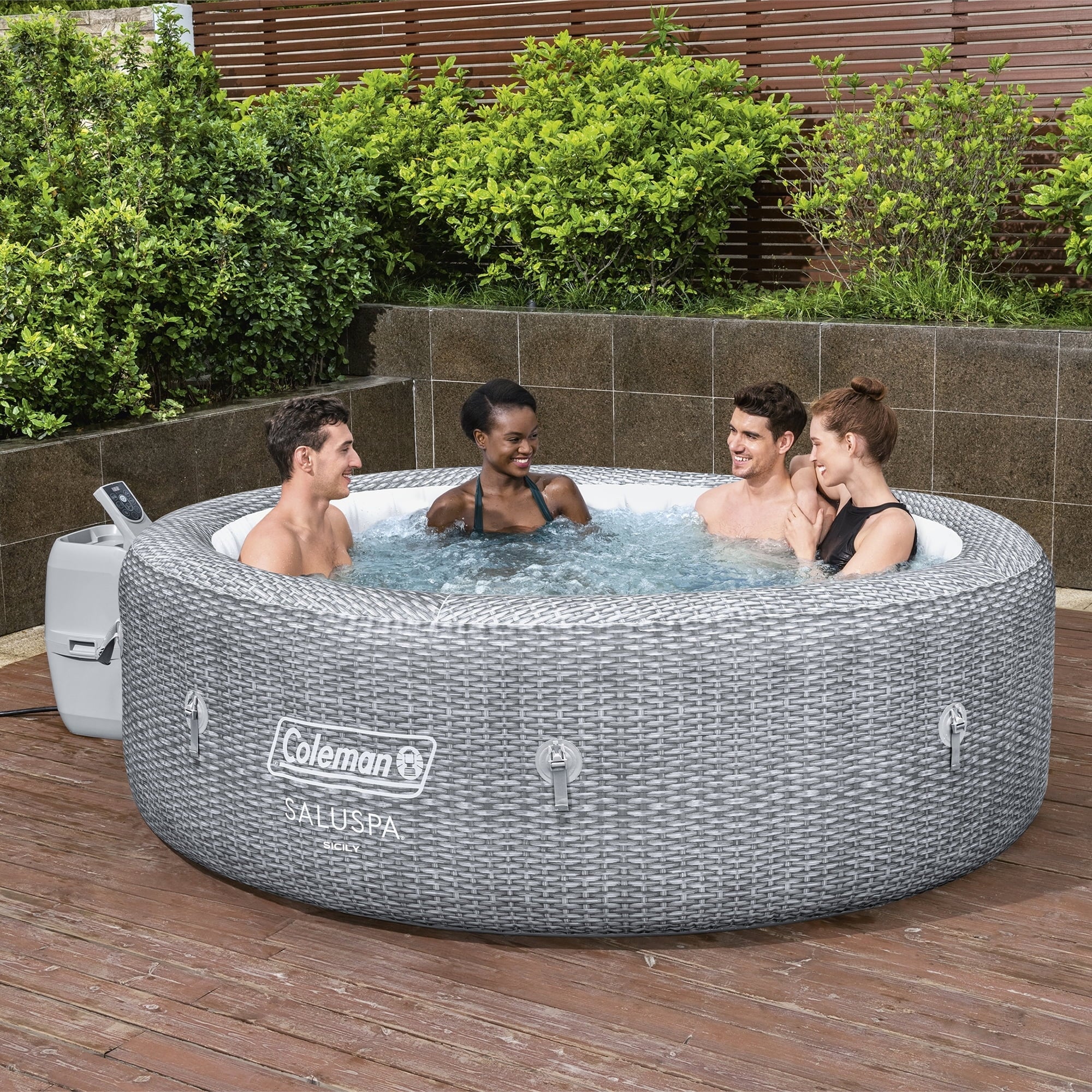 Coleman SaluSpa AirJet Inflatable Round Hot Tub, 60 Jets, Black D46266