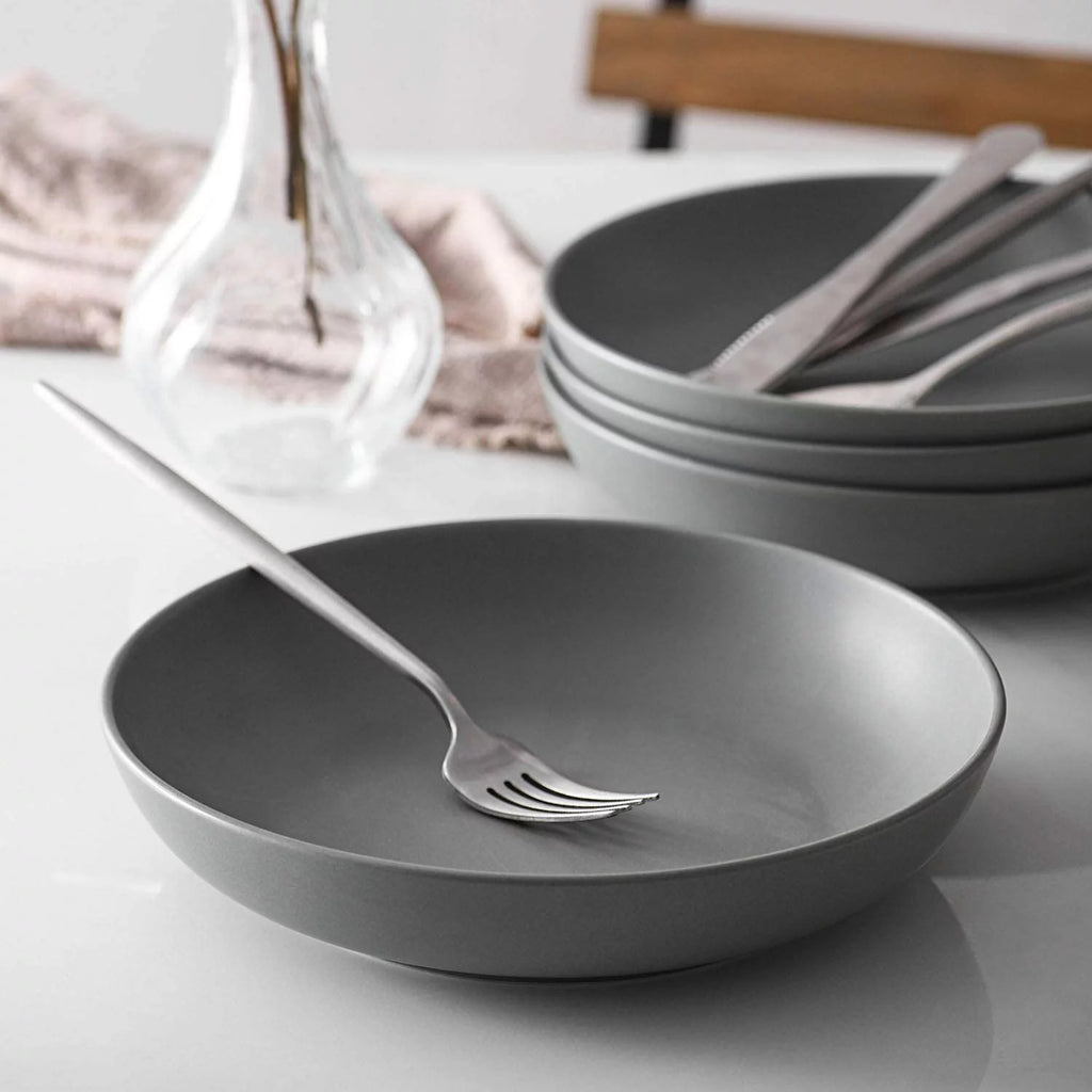 YHY Pasta Bowls Set of 6, Ceramic Soup Bowls 30 oz, Grey Matte N6460