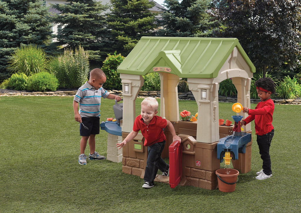 Step2 Great Outdoors Brown Toddler Playhouse with Grill and Planter E865208