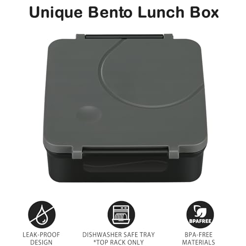 Bento Lunch Box Set for Kids with Soup Thermo, Leak-Proof, 4 Compartment, Black W97698