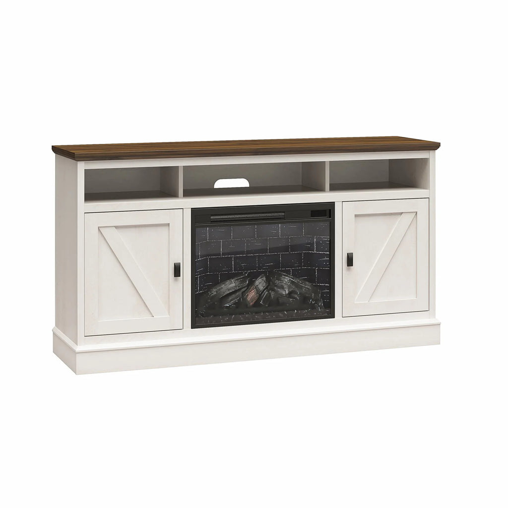 Ameriwood Home Ashton Lane Electric Fireplace TV Stand for TVs up to 65, Black Oak D206311