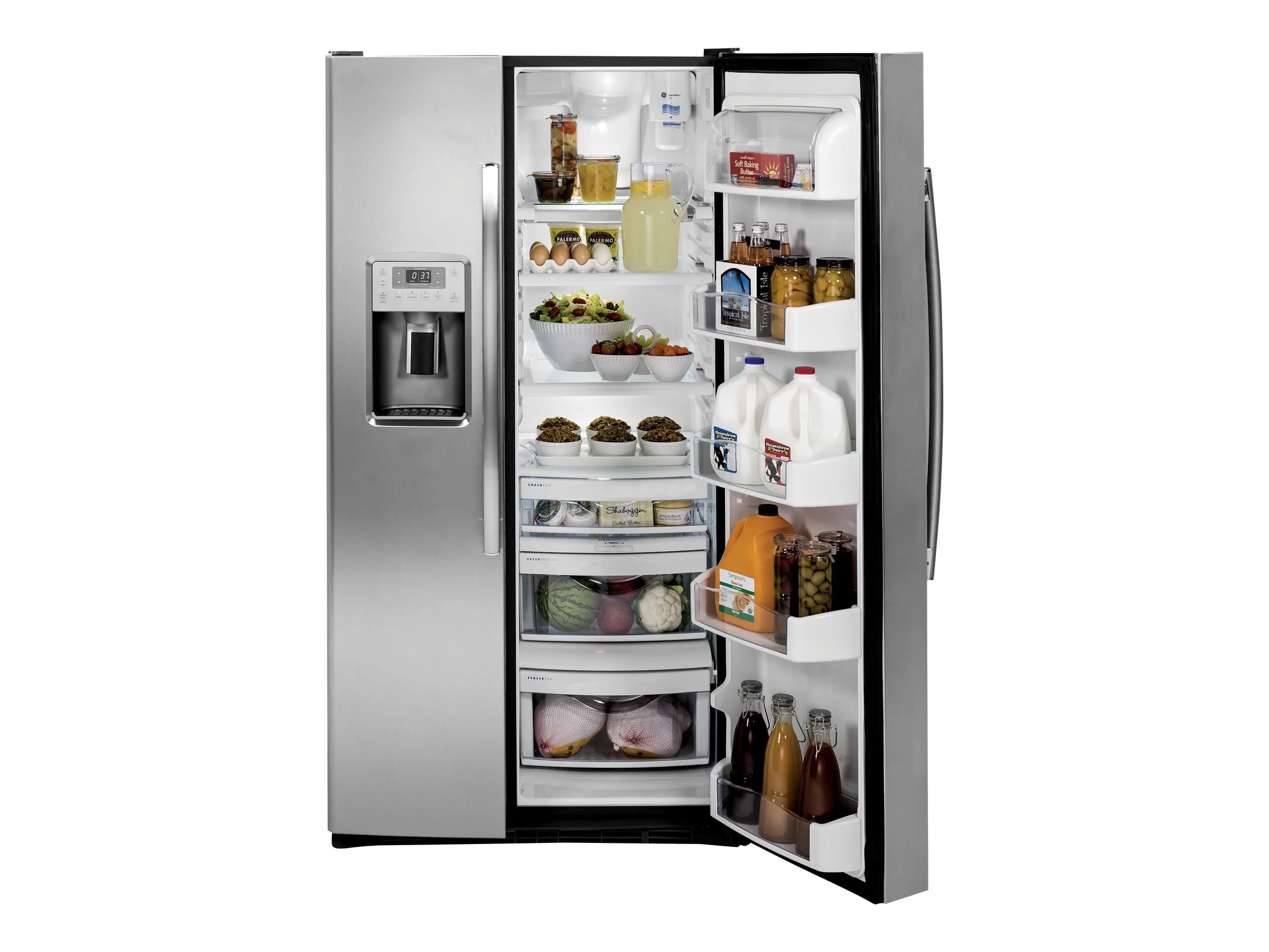 GE Profile PSS28KSHSS Side-by-Side Refrigerator with Water and Ice Dispenser, Stainless Steel Q119816