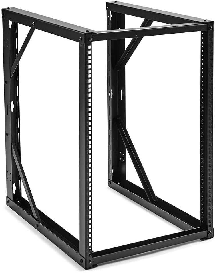 NavePoint 15U Wall-Mount Open Frame Network Equipment Rack, 24.81 Inch Depth, AV Rack, Home Network, 19" Rack-Mount Equipment, Includes Built-in Cable Management Slots, Server Rack, Steel, Black