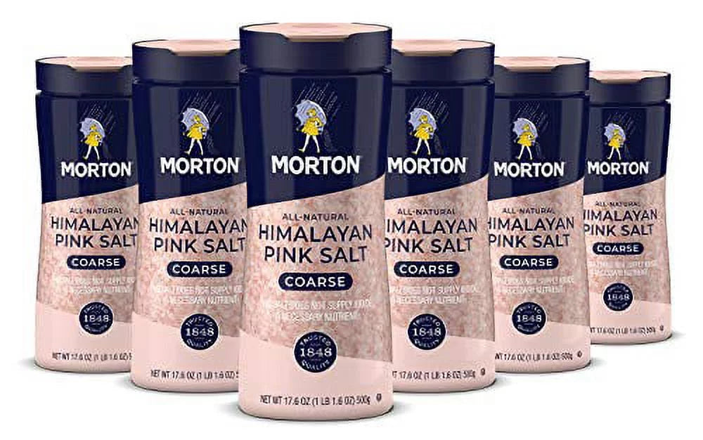 Morton All-Natural Himalayan Pink Salt Coarse 17.6 Ounce Pack of 6