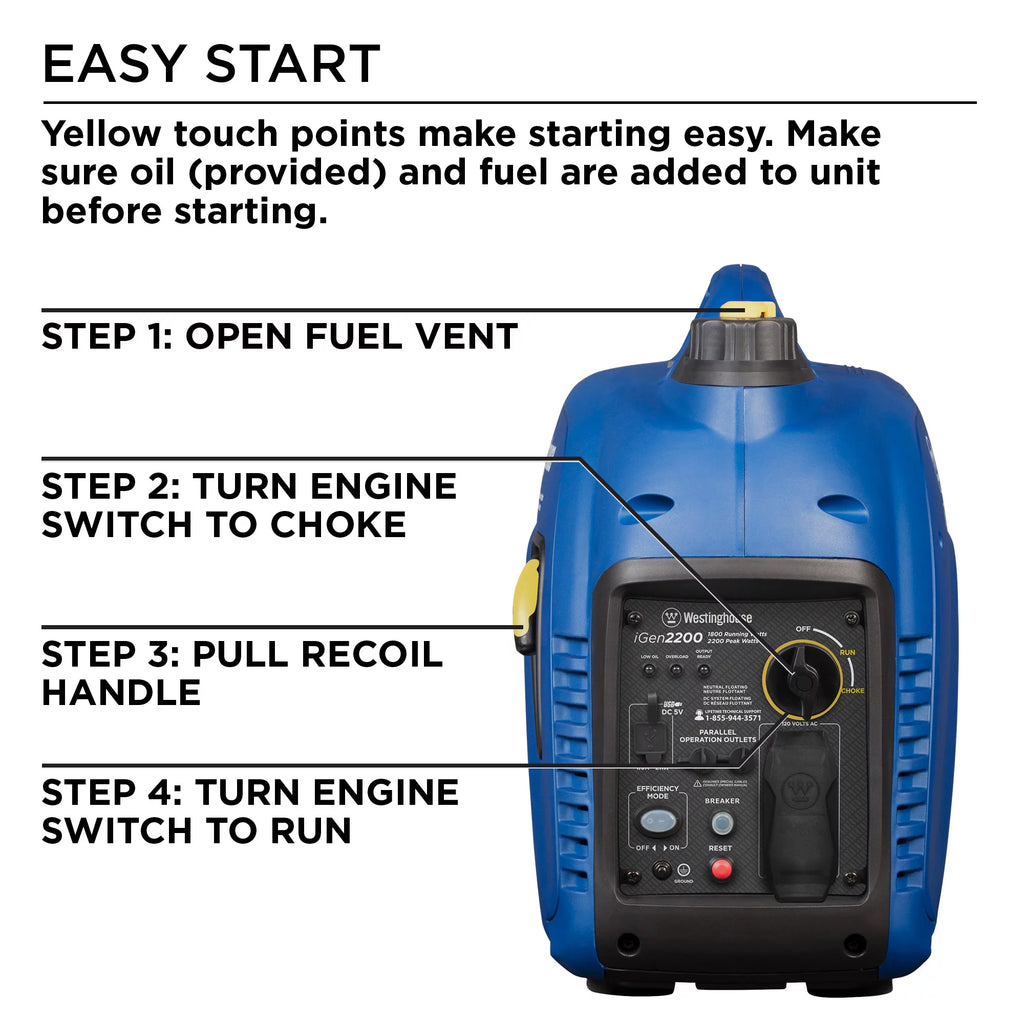 Westinghouse 2200 Peak Watt Portable Inverter Generator Y567087