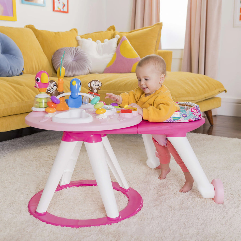 Bright Starts Around We Go 2-in-1 Baby Activity Center & Table, Tropic Coral J1927