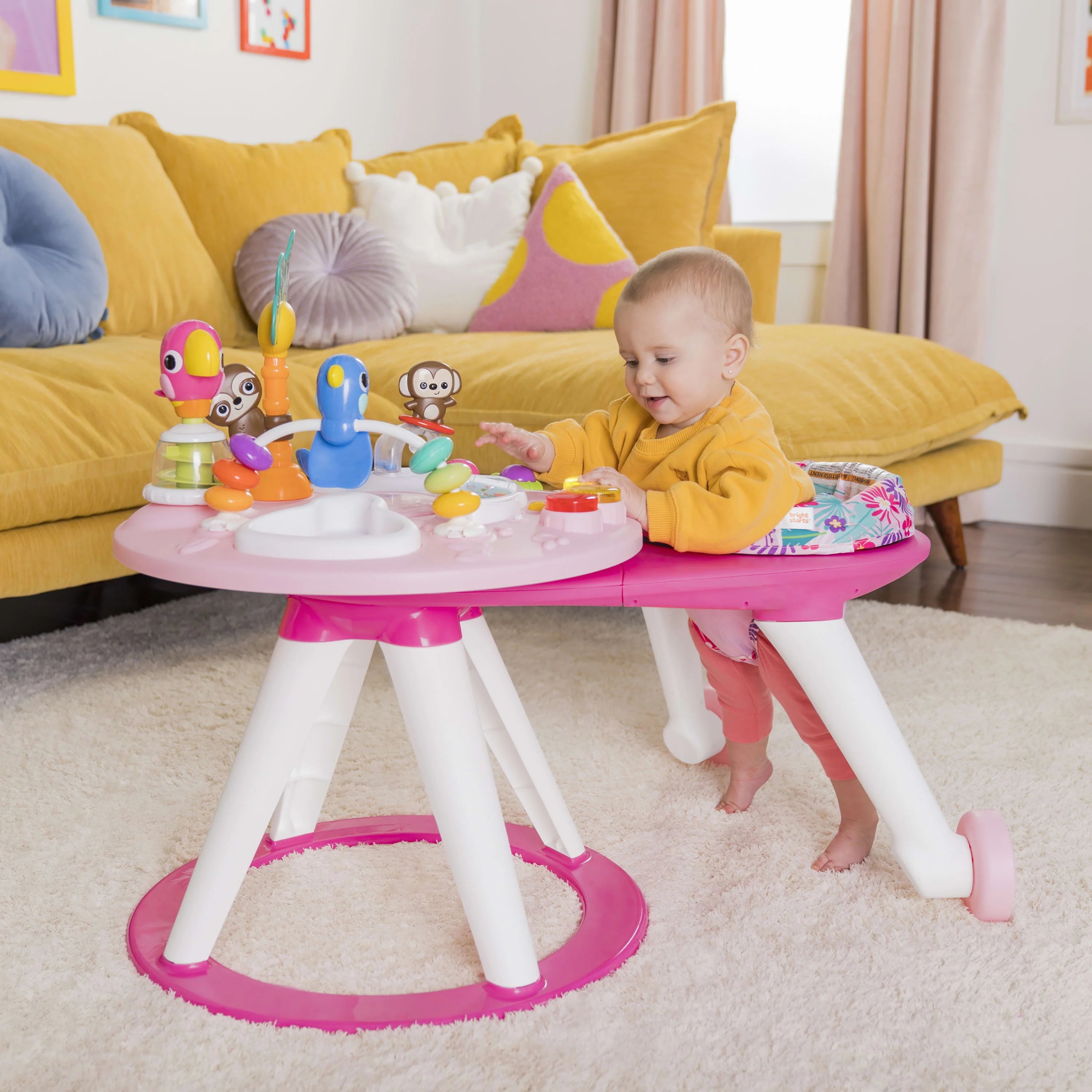 Bright Starts Around We Go 2-in-1 Baby Activity Center & Table, Tropic Coral J1927
