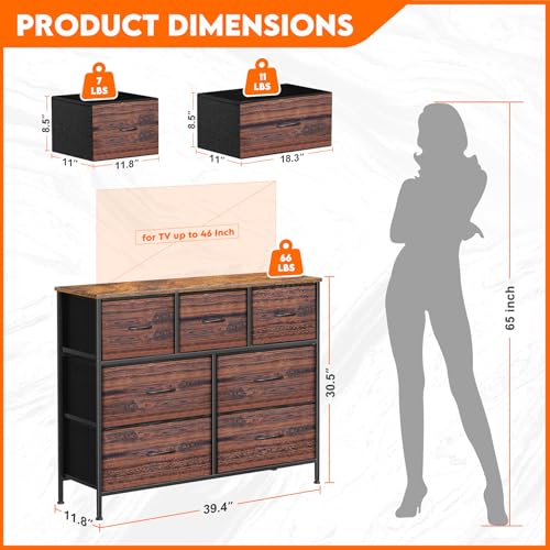 9 Drawer Dresser for Bedroom, Charcoal Black Fabric Storage Chest K84969
