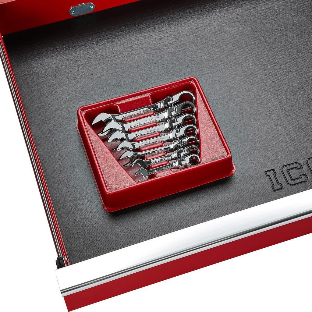 ICON Professional Stubby Flex Head SAE Ratcheting Wrench Set, 7-Piece C522