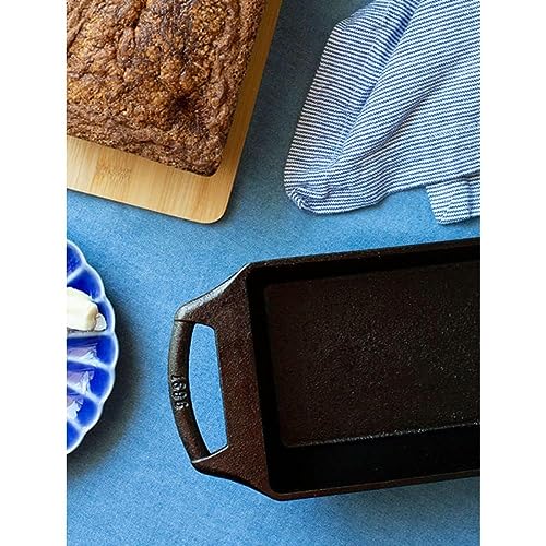 Lodge 10 Inch Pre-Seasoned Cast Iron Loaf Pan with Dual Handles, Black Z31349