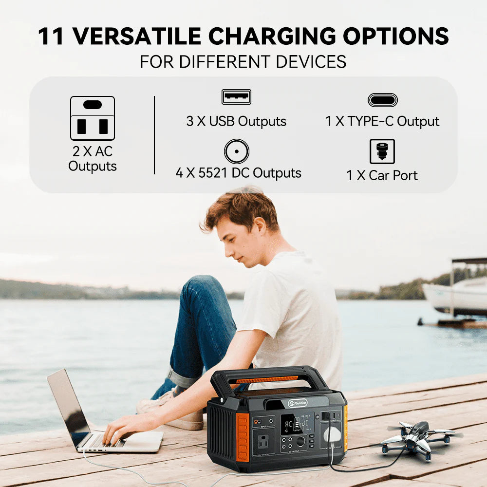 Flashfish 560W Portable Power Station 520Wh Solar Generator Y575