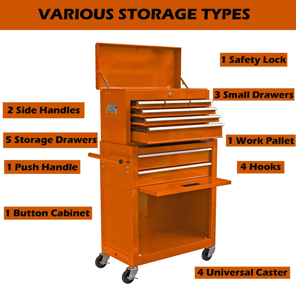 Blue 8-Drawer Rolling Tool Chest with Wheels and Lock Z60320