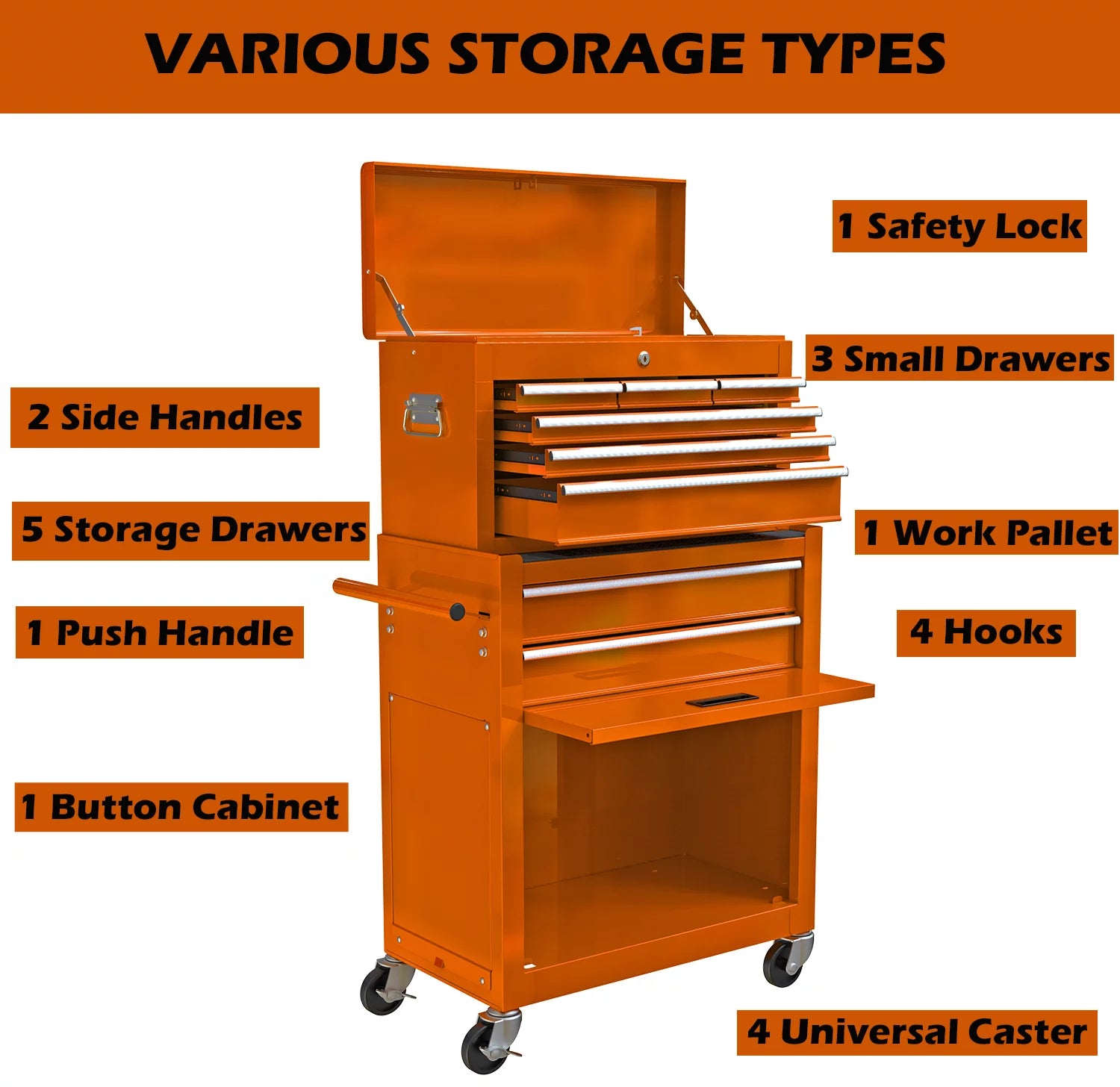 Blue 8-Drawer Rolling Tool Chest with Wheels and Lock Z60320