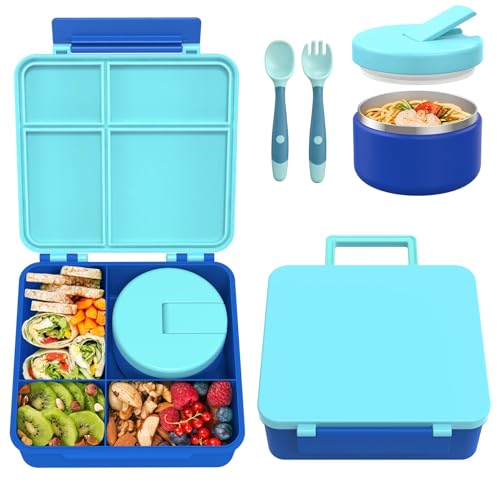 Bento Lunch Box with 8oz Soup Thermo, Kids Leakproof 4 Compartment, Pink B2720