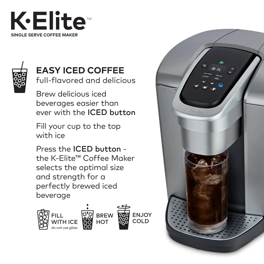 Keurig K-Elite Single-Serve K-Cup Pod Coffee Maker, Brushed Silver E378947