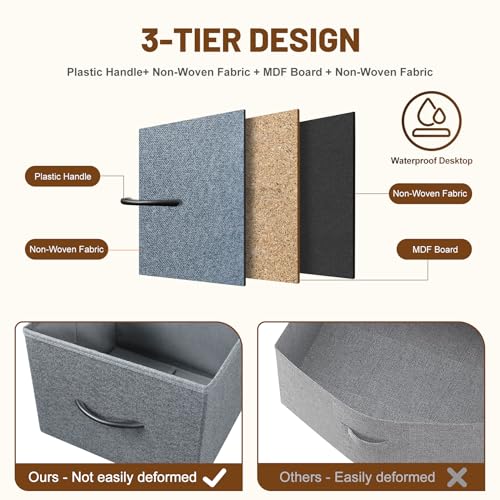 9 Drawer Dresser for Bedroom, Charcoal Black Fabric Storage Chest K84969