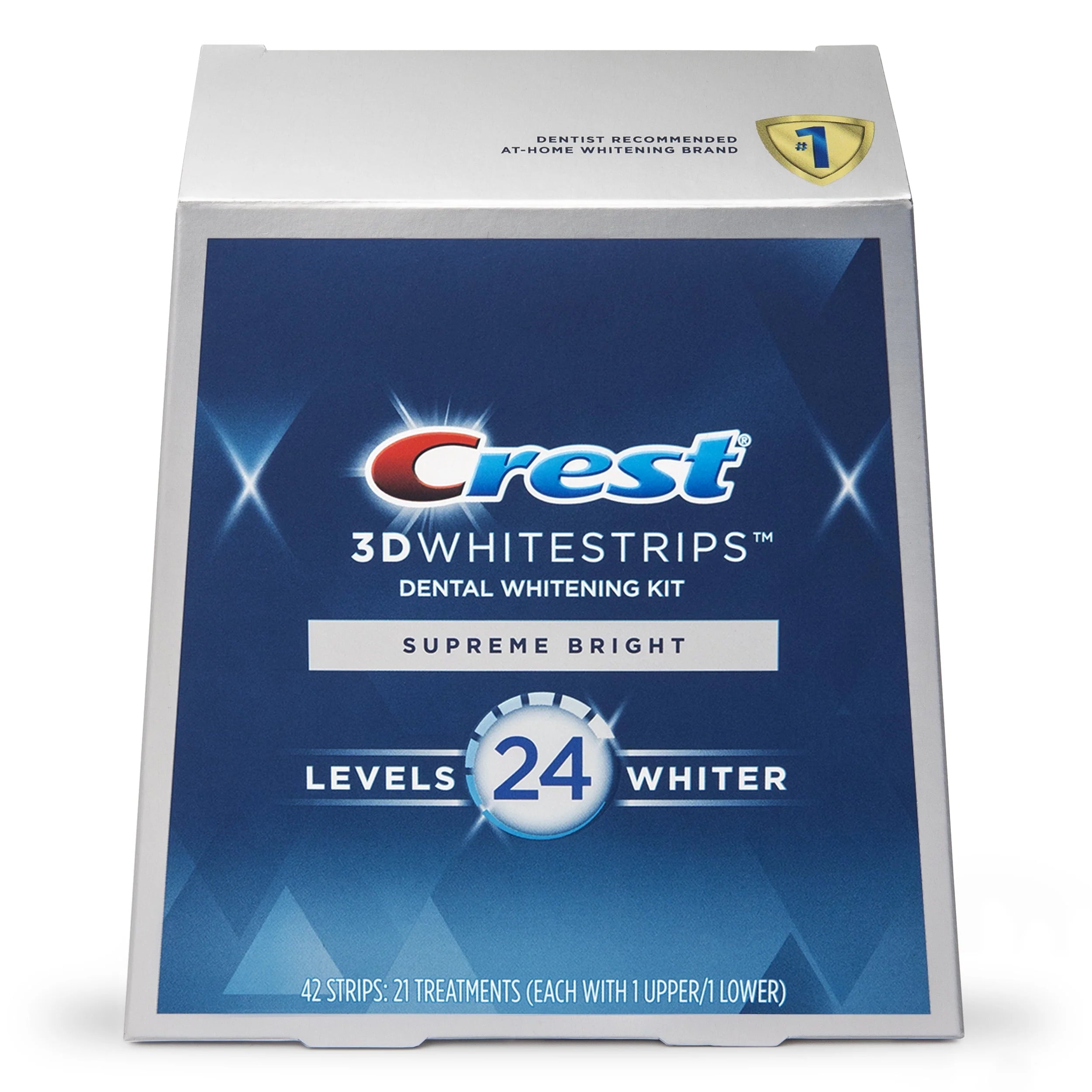 Crest 3D Whitestrips Supreme Bright At-Home Teeth Whitening Kit, 21 Treatments O961