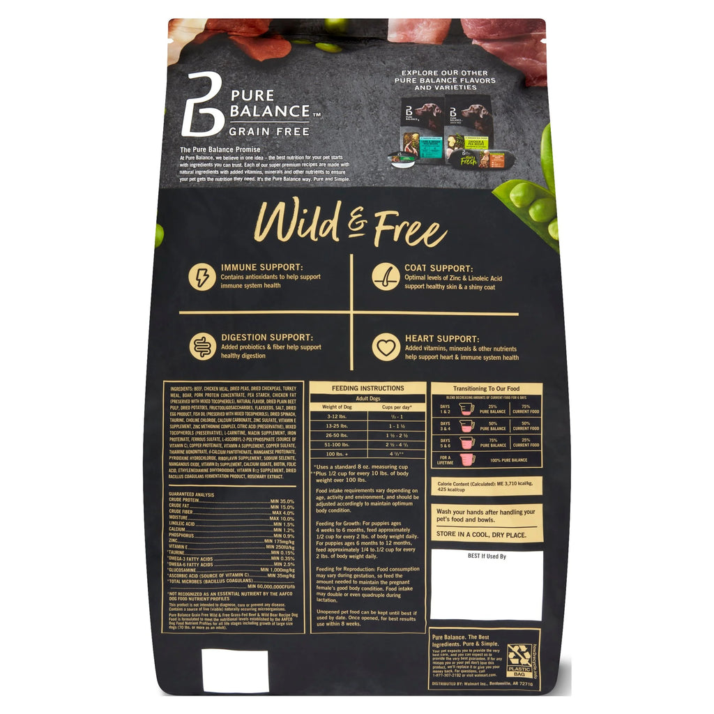 Pure Balance Wild & Free Beef & Wild Boar Recipe Grain-Free Dry Dog Food, 24 lbs L20658