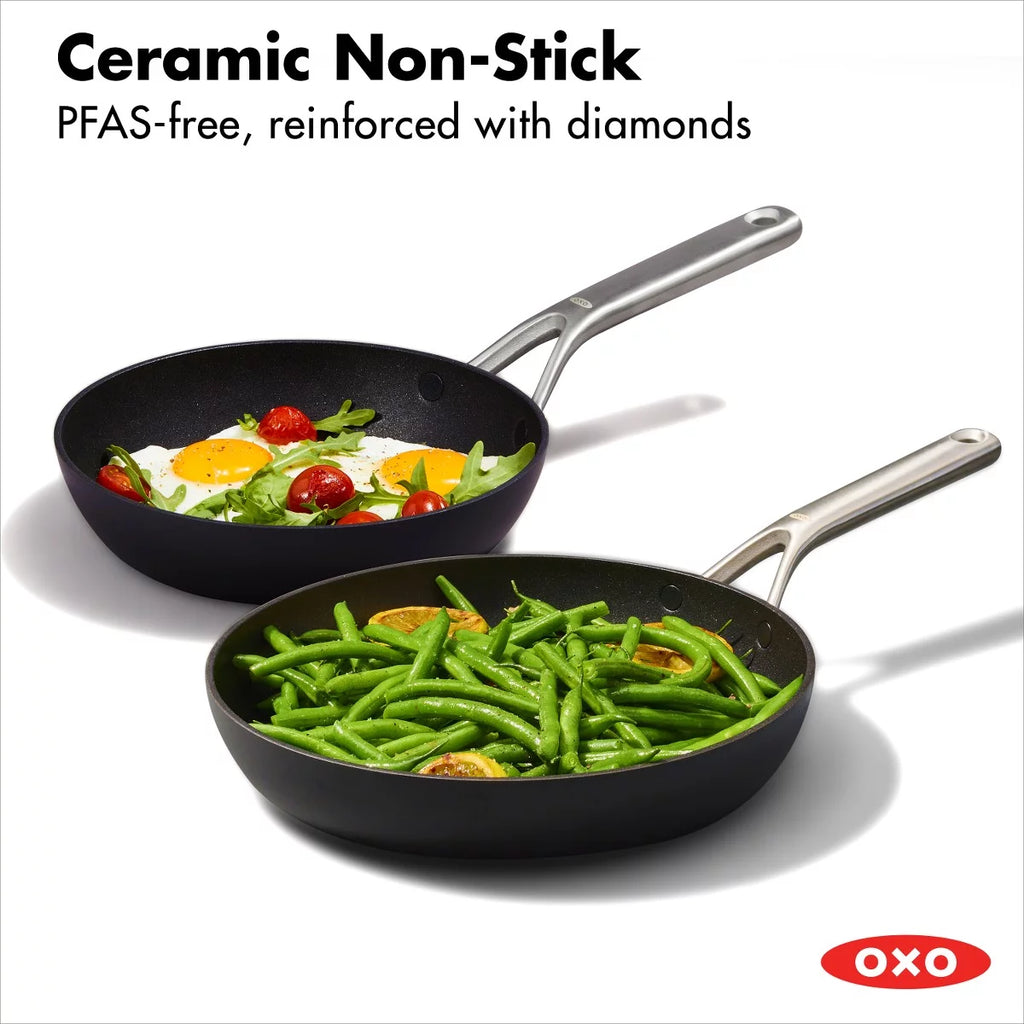 OXO Professional Hard Anodized PFAS-Free Nonstick Frying Pan Skillet Set, 8" and 10", Black J65351