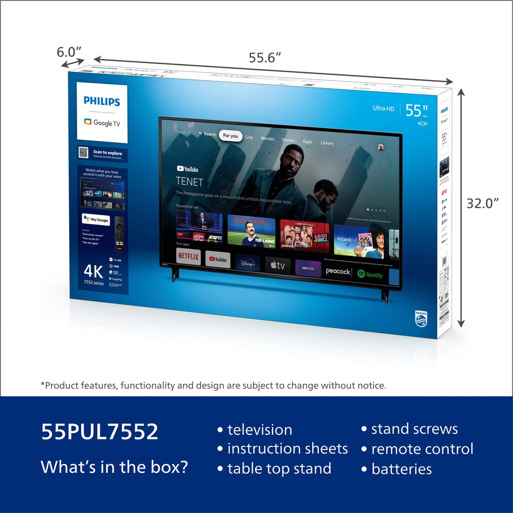 Philips 55" 4K Ultra HD Google Smart LED TV S282