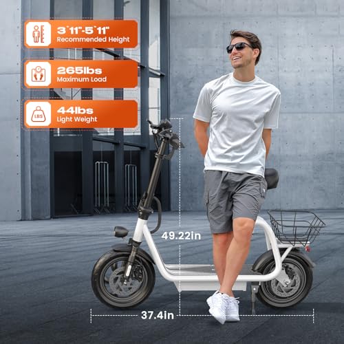 Caroma Peak Electric Scooter with Seat, LED Display, 12" Tires R874513