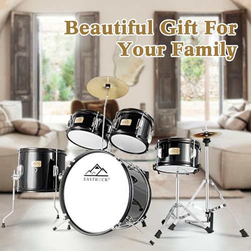 EASTROCK Kids Drum Set 5-Piece 16 Inches Junior Drum Kit with Throne, Cymbal, Pedal & Sticks U617814