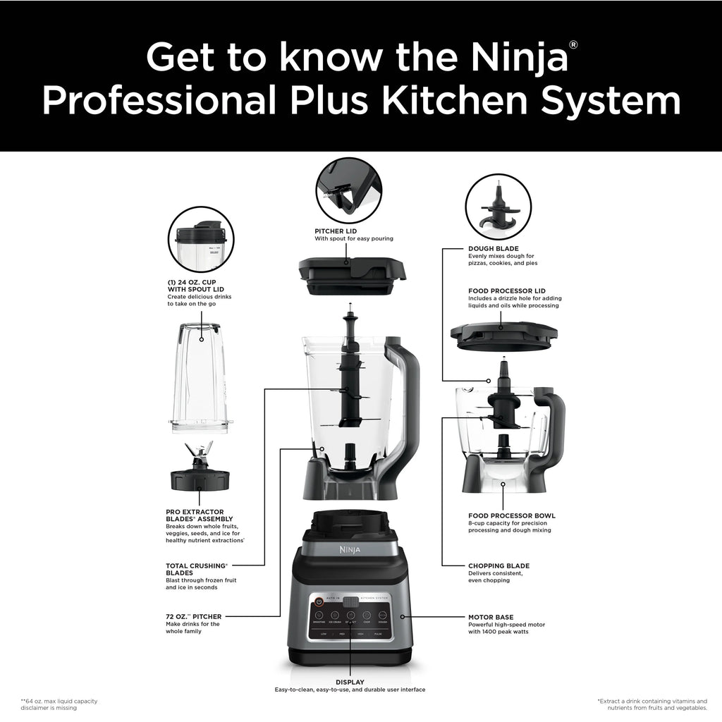 Ninja® Professional Plus Kitchen System with Auto-iQ® and 72 oz. Blender Pitcher, BN800 V94520