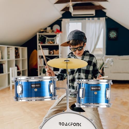3 Piece Kids Drum Set with Throne, 14'' Bass Drum, Adjustable Seat W12582