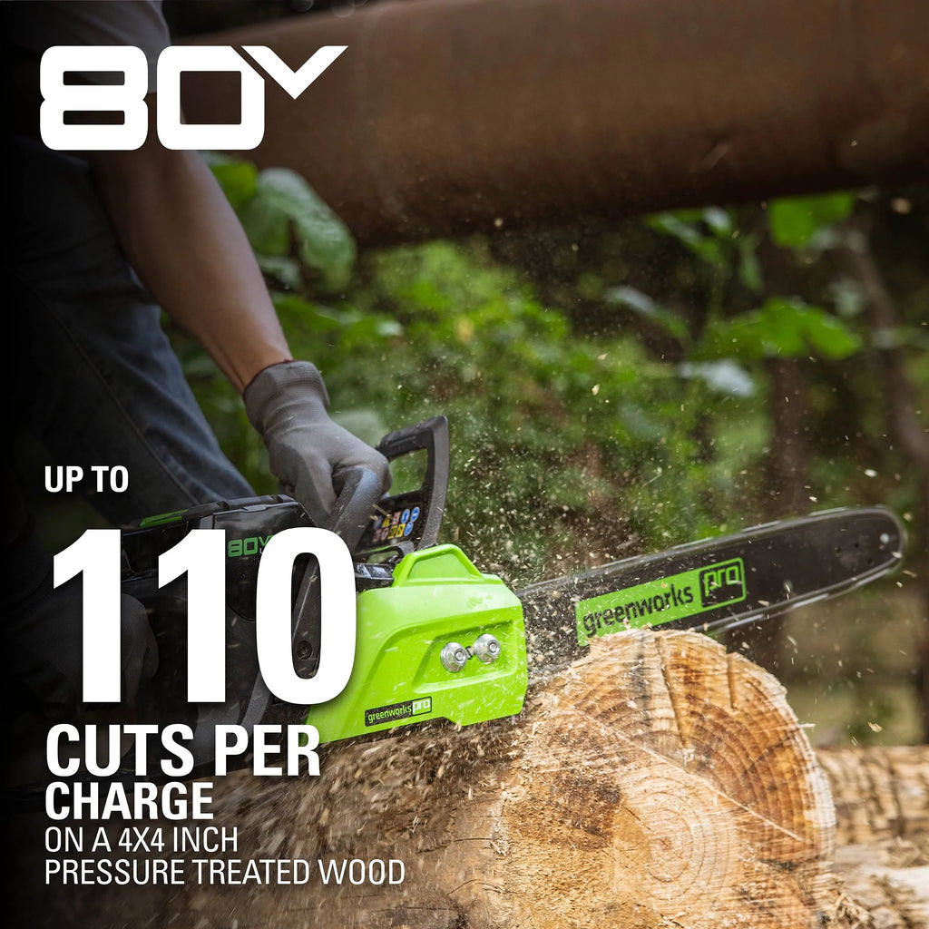 Greenworks 80V 18-inch Cordless Brushless Chainsaw Kit with 2.0 Ah Battery & Charger S659932