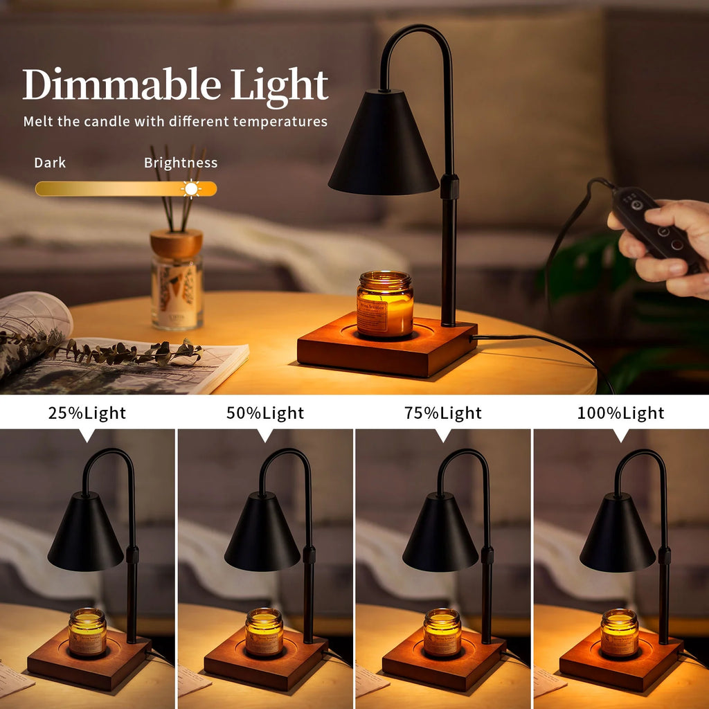 Sziqiqi Candle Wax Warmer Lamp with Timer, Dimmable Light, 2 Bulbs, Black Walnut G296325