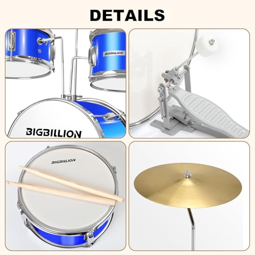 3-Piece Kids Drum Set with Cymbal, Pedal & Sticks (Pink) S64056