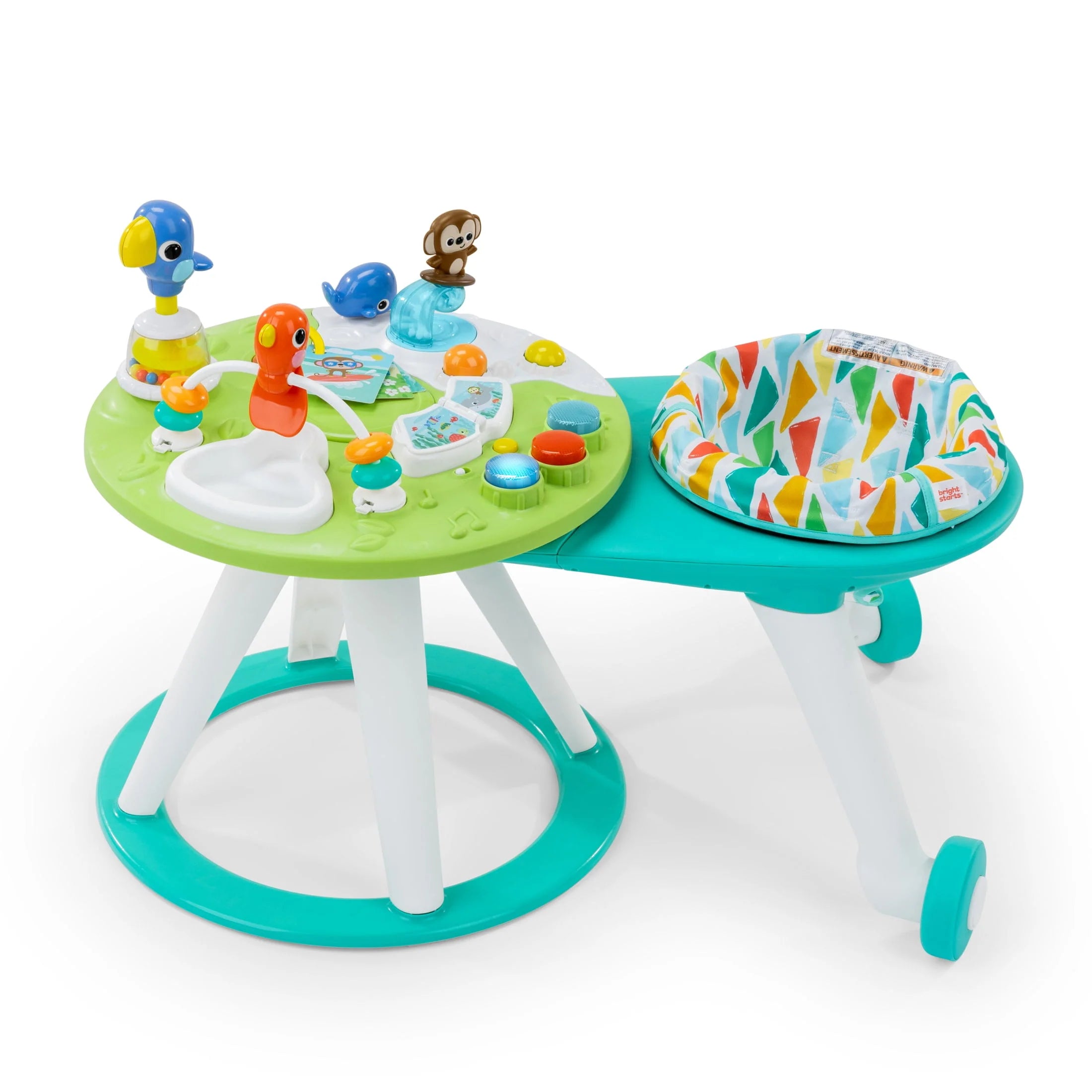 Bright Starts Around We Go 2-in-1 Walk-Around Baby Activity Center & Table, Tropic Coral, Age 6 Months+