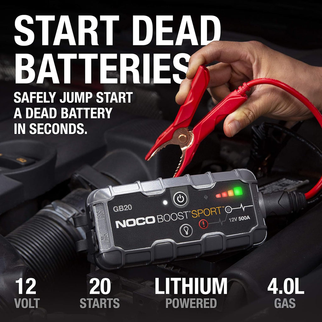 NOCO Boost Sport GB20 500A UltraSafe Lithium Jump Starter Box for 4-Liter Gas Engines (2-Pack) C110017