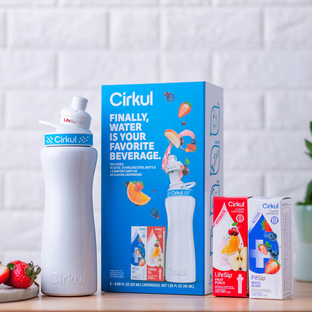 Cirkul 22oz Stainless Steel Water Bottle Starter Kit with 2 Flavor Cartridges W1033