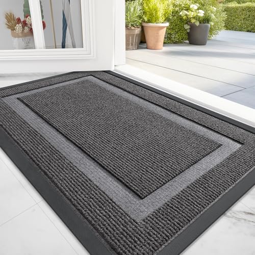 OLANLY Front Door Mat Indoor Outdoor Entrance, Waterproof, 36x24, Black P2970