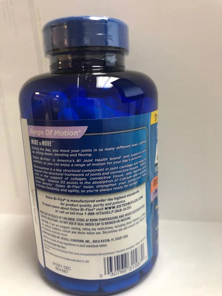 Osteo Bi-Flex 1,500mg Glucosamine HCl Tablets, 200 ct. (2 Pack) N11817