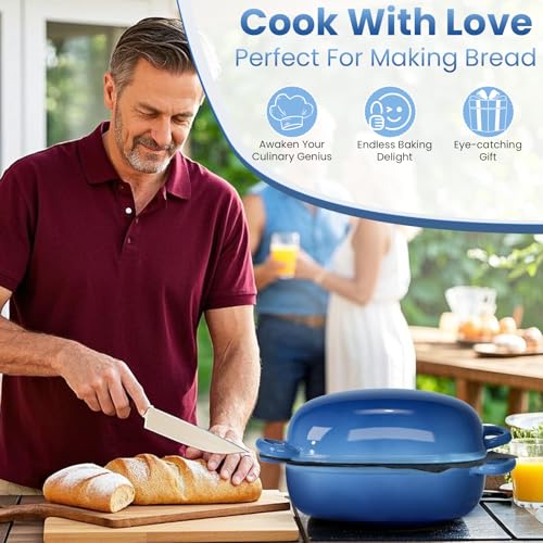 Cast Iron Dutch Bread Oven with Lid for Sourdough Baking, 2.5QT, Blue Oval C117511
